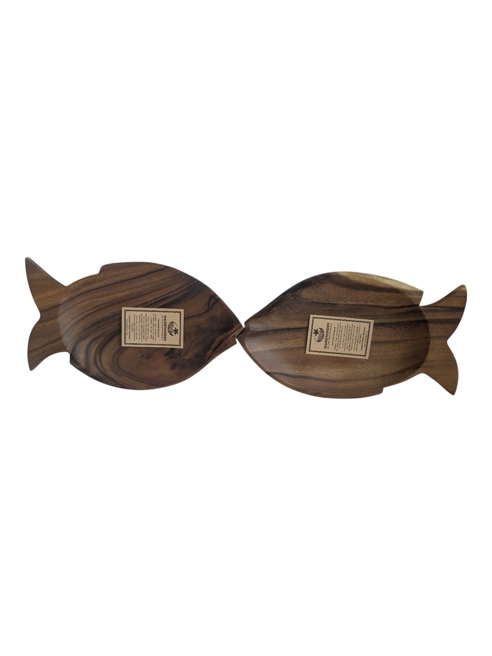 Set Of 2 Fish-Shaped Wooden Dish - Natural Brown - Picture 2 of 6